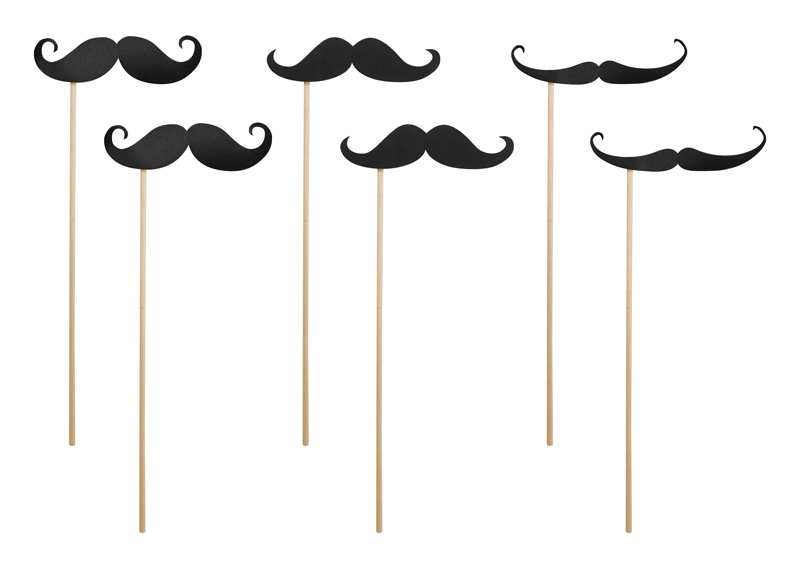 Foto Requisiten-Set "Mustache", Schwarz - 6er Set