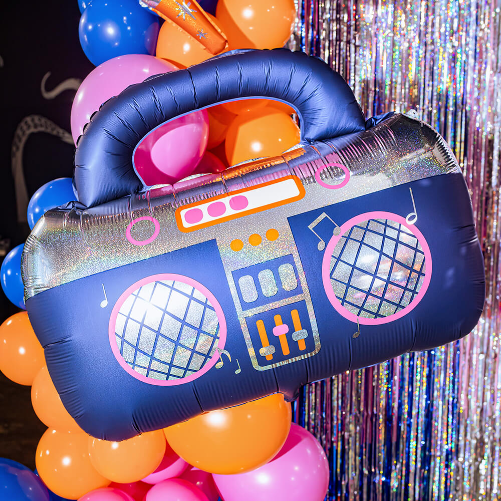Folienballon Ghettoblaster dunkelblau – 98 × 70,5 cm