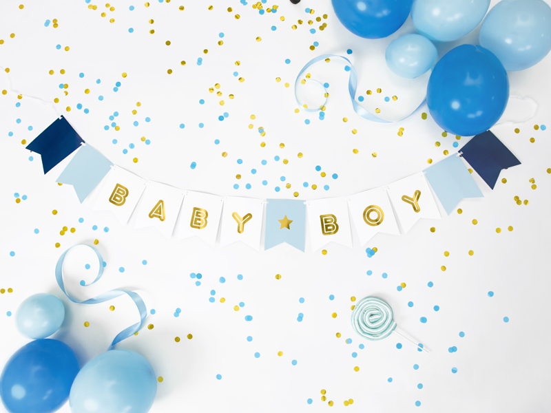 Banner Baby Boy, Blau / Gold, 15 x 175 cm