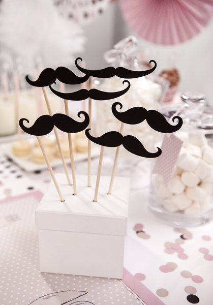 Foto Requisiten-Set "Mustache", Schwarz - 6er Set