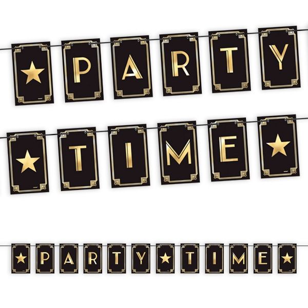 Girlande Partytime schwarz, gold 3.7 Meter