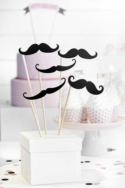Foto Requisiten-Set "Mustache", Schwarz - 6er Set