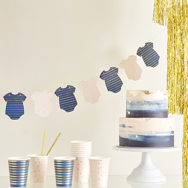 Girlande Gender Reveal gold. rosa. blau L. 2.5 Meter