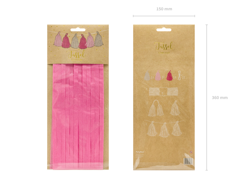 Fransengirlande Rosa Mix, 2m