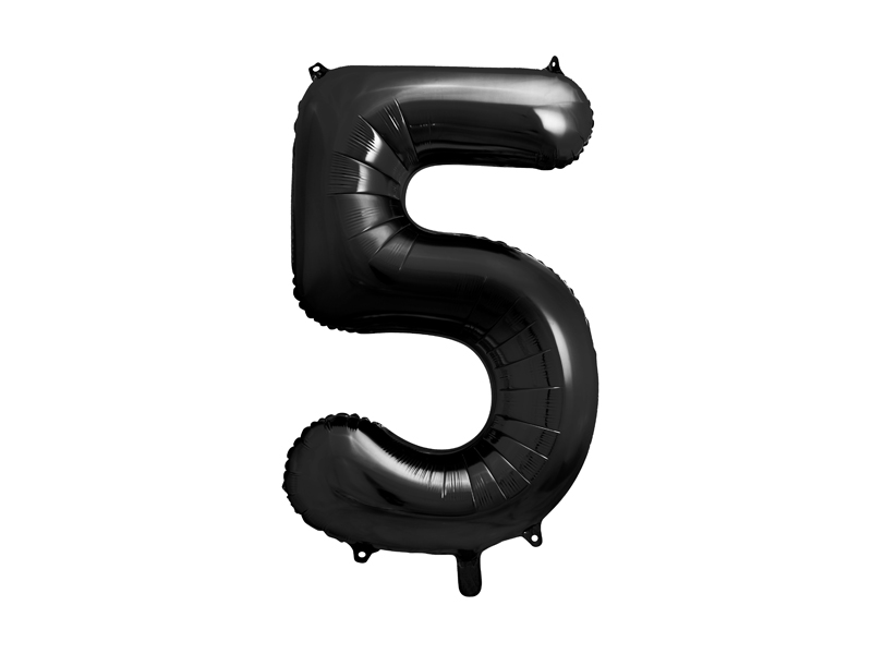 Folienballon Zahl 5, Schwarz 86cm