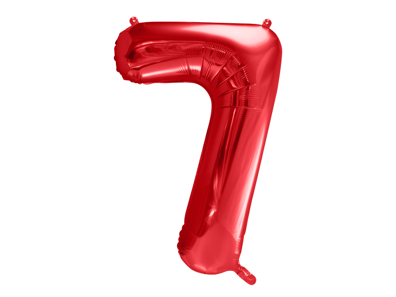 Folienballon Zahl 7, Rot 86cm