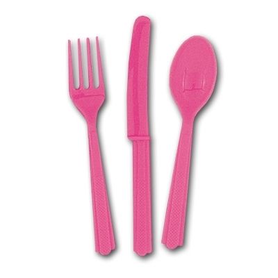 Plastikbesteck pink 18 tlg. 6 Personen