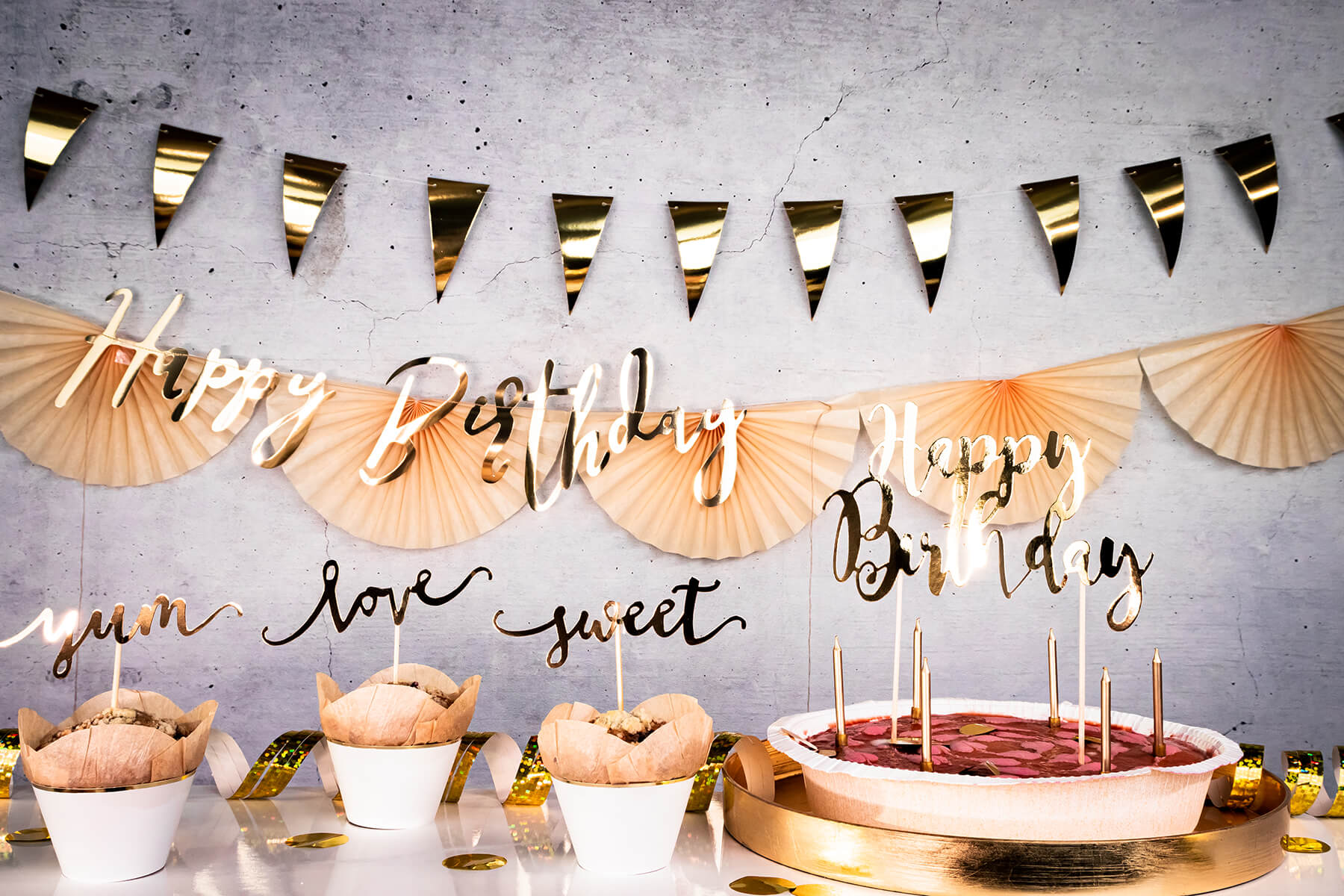 Geburtstag Gold Weiß Partyset