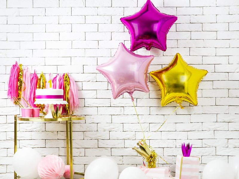 Folienballon Stern Dunkelrosa, 48cm