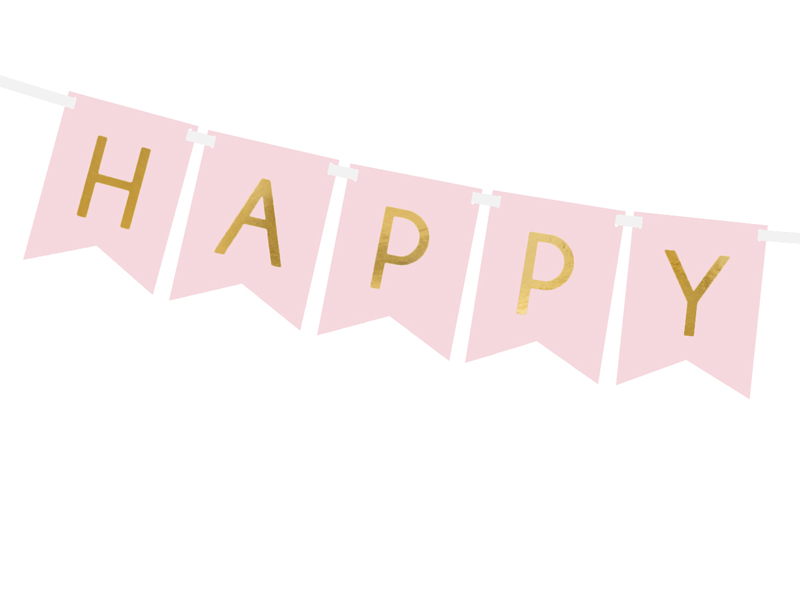 Banner Happy Birthday, Hellrosa, 15 x 175 cm