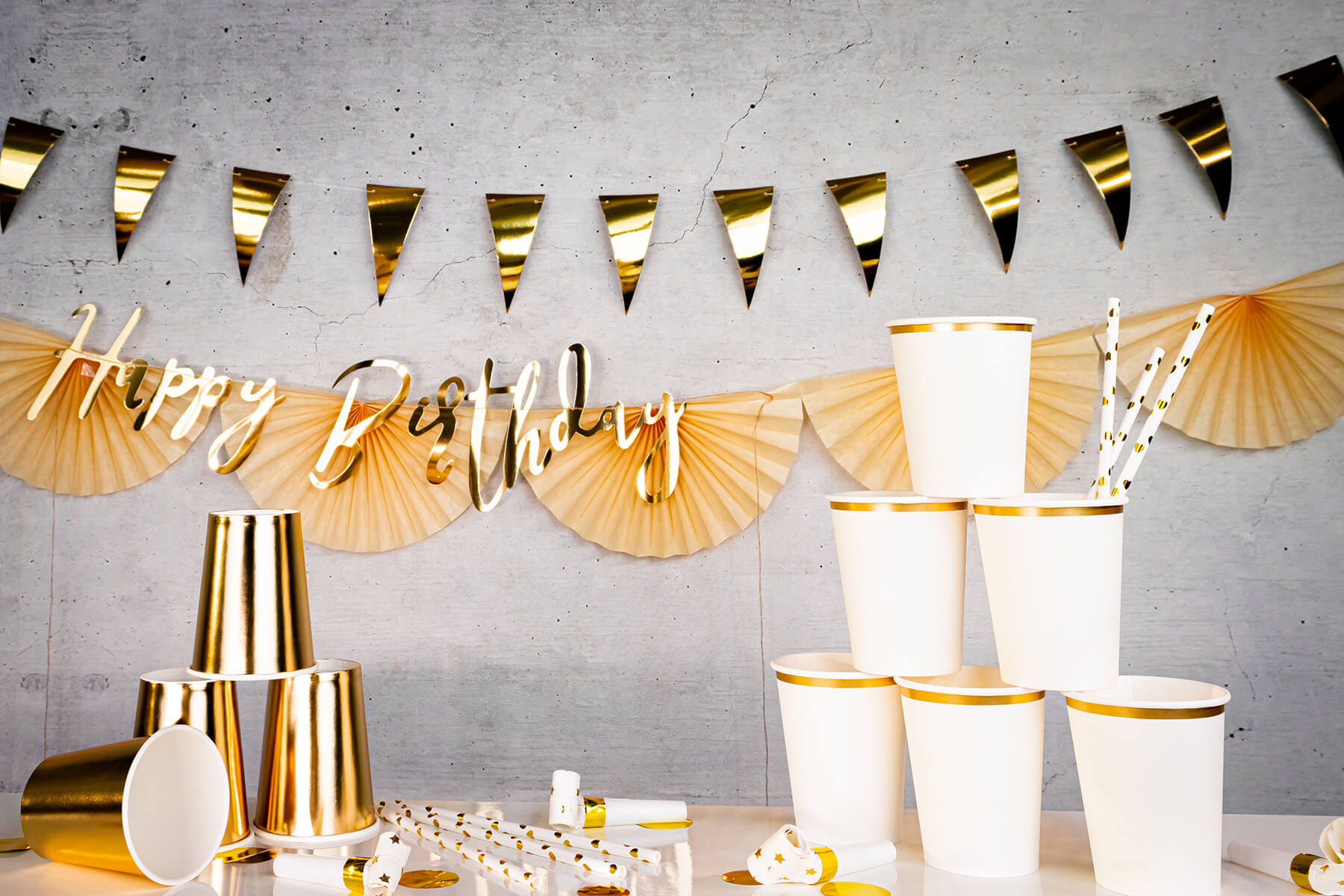 Geburtstag Gold Weiß Partyset