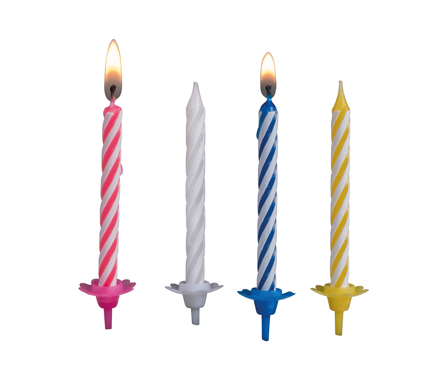 24x Geburtstagskerze bunt + Halter 8 cm