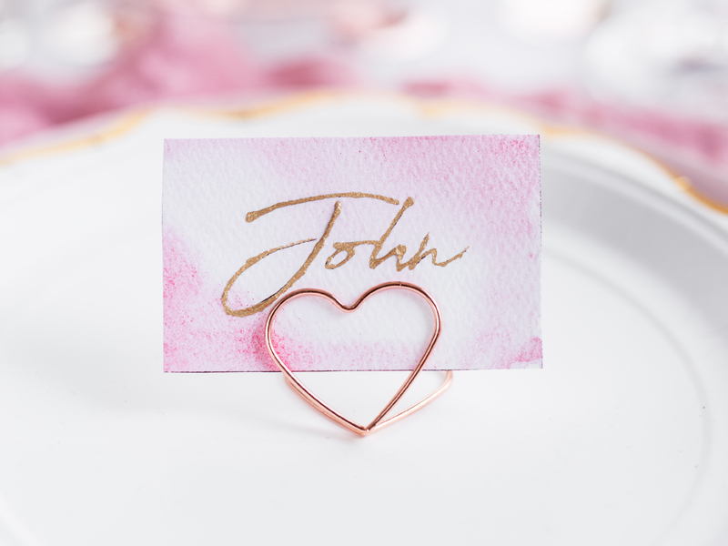 Tischkartenhalter Herzen, Roségold, 2,5 cm - 10 Stk