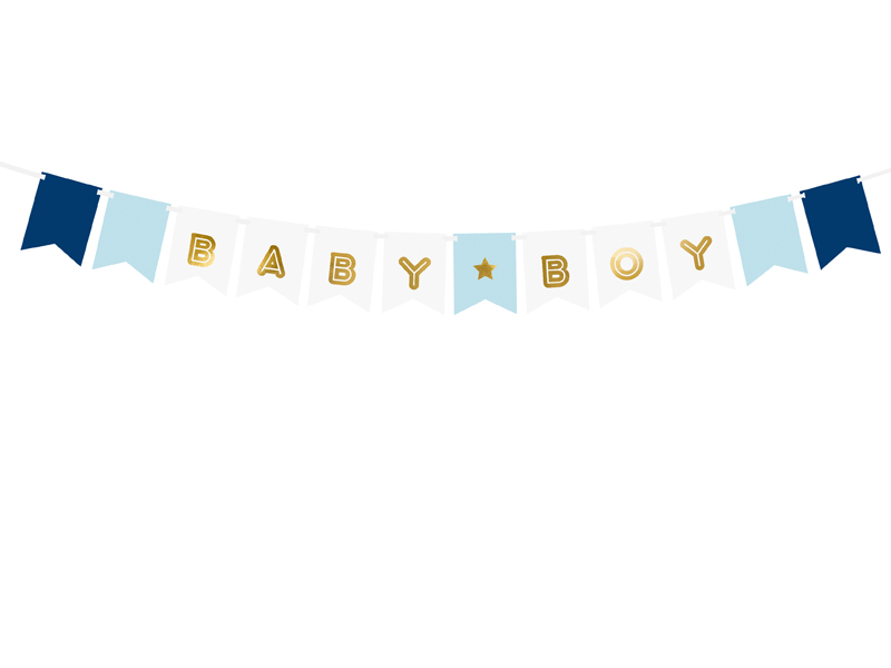 Banner Baby Boy, Blau / Gold, 15 x 175 cm