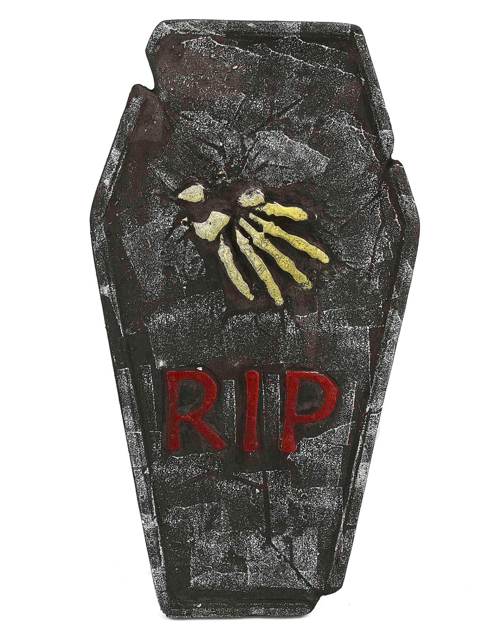 Grabstein RIP mit Knochenhand, 59 x 35 cm