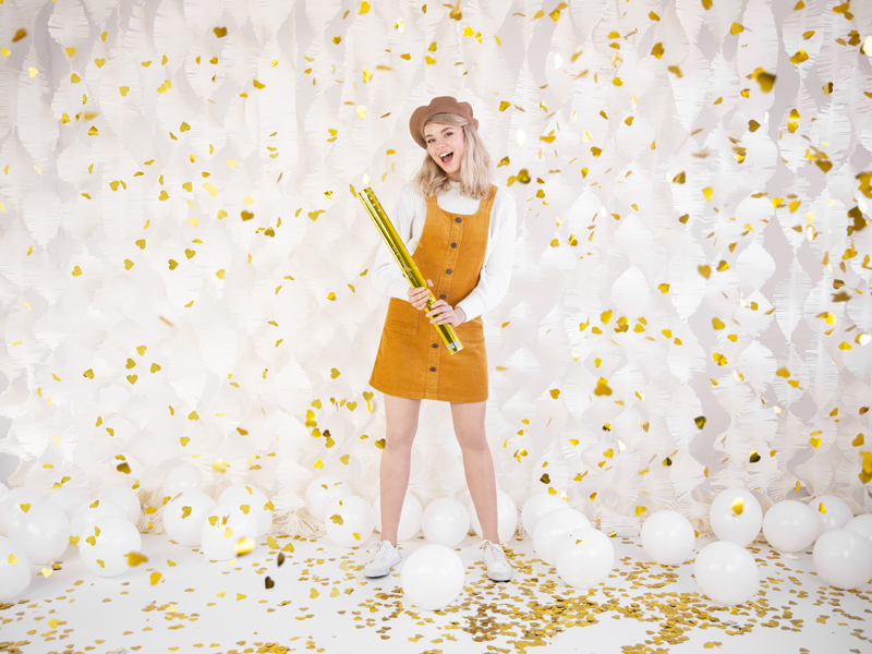 Party Popper goldmetallic Herzen Konfetti 60cm
