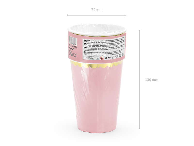 Becher hellrosa 220ml, 6 Stk.