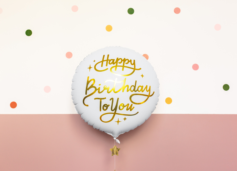 Folienballon Happy Birthday To You Weiß, 40cm