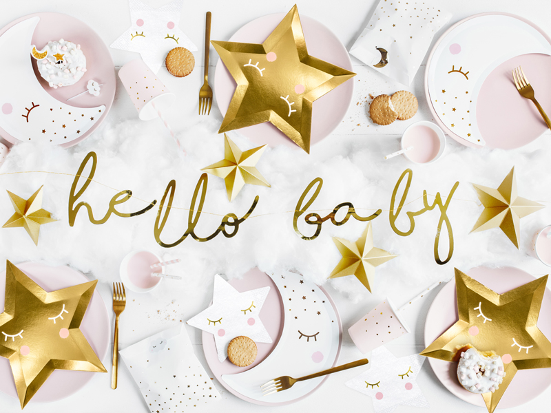 Banner Hello Baby, Gold, 18 x 70cm