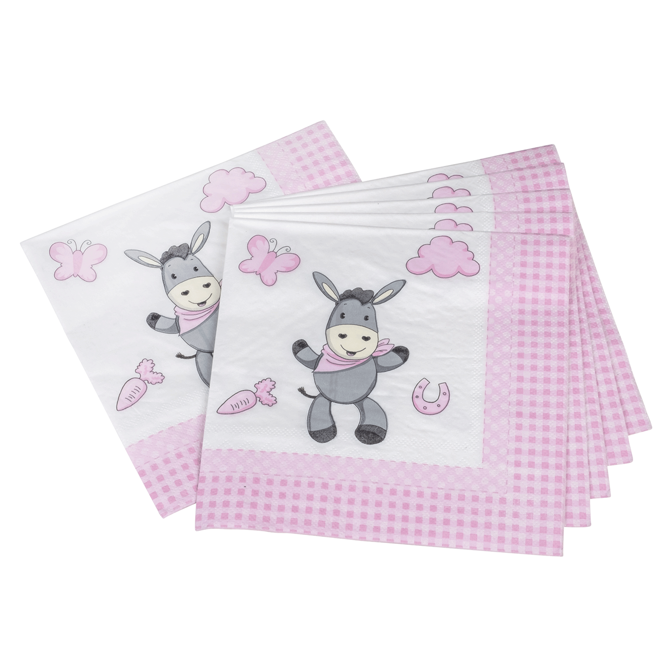20x Servietten Esel rosa 33 x 33 cm