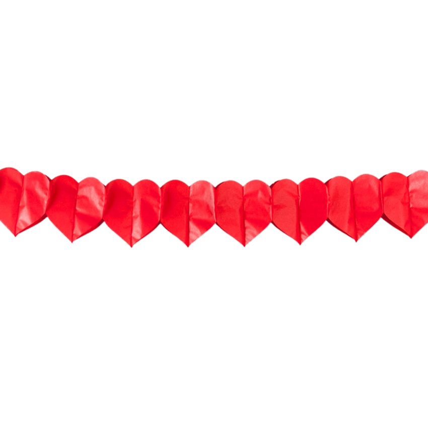 Papier-Girlande Herzen rot L. 3.6 Meter