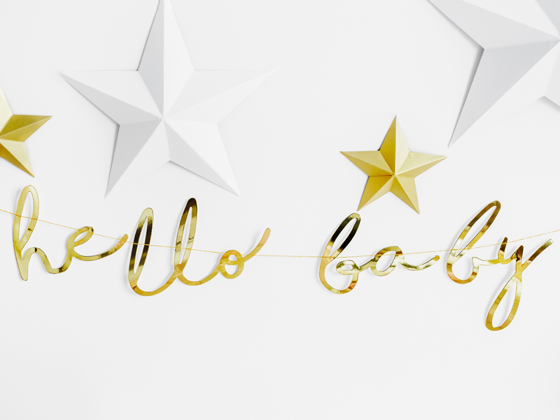 Banner Hello Baby, Gold, 18 x 70cm