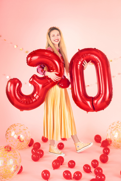 Folienballon Zahl 3, Rot 86cm