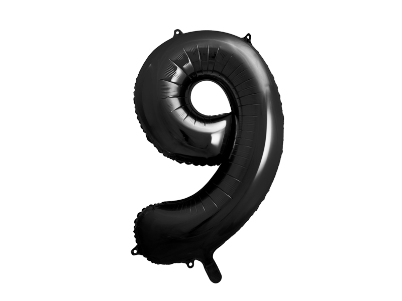 Folienballon Zahl 9, Schwarz 86cm