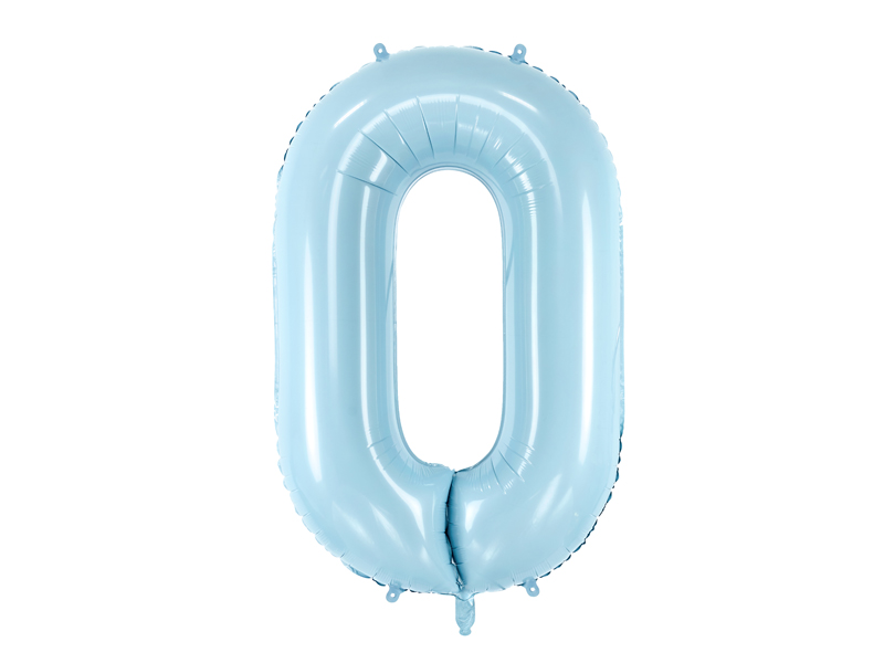 Folienballon Zahl 0, Hellblau 86cm