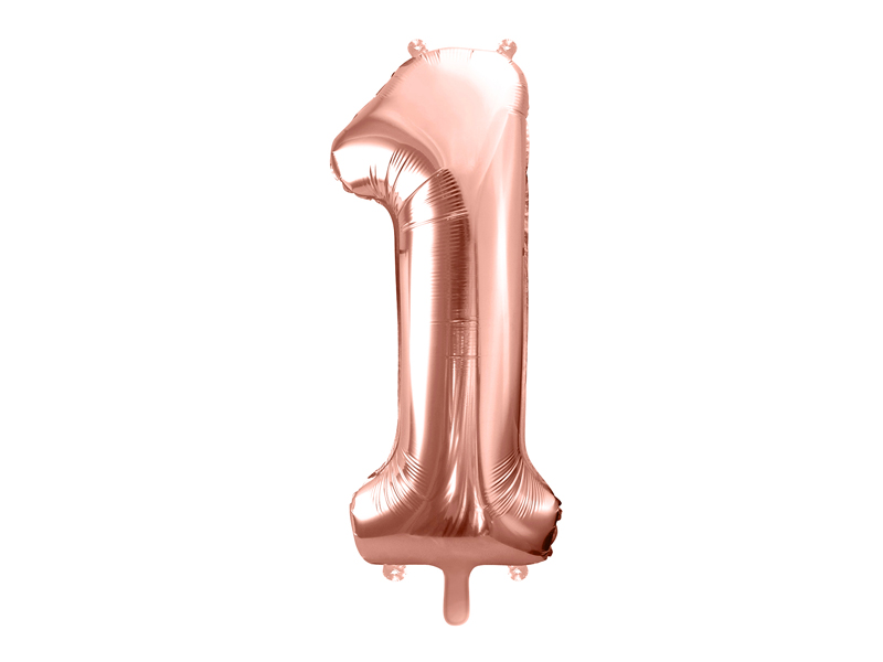 Folienballon Zahl 1, Rosagold 86cm