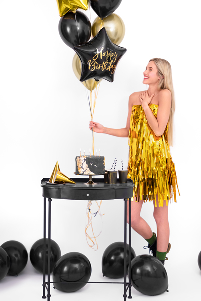 Folienballon Happy Birthday Schwarz, 40cm