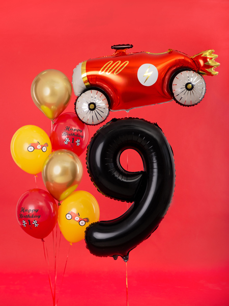 Folienballon Zahl 9, Schwarz 86cm