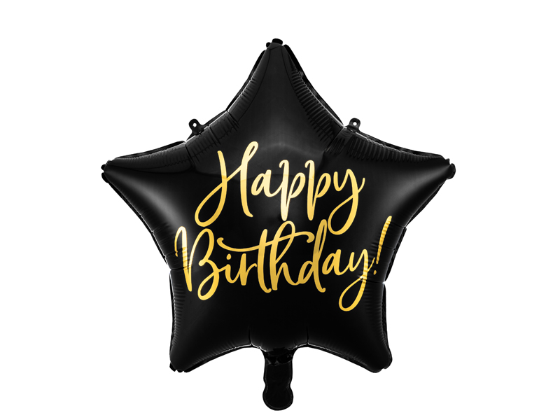 Folienballon Happy Birthday Schwarz, 40cm