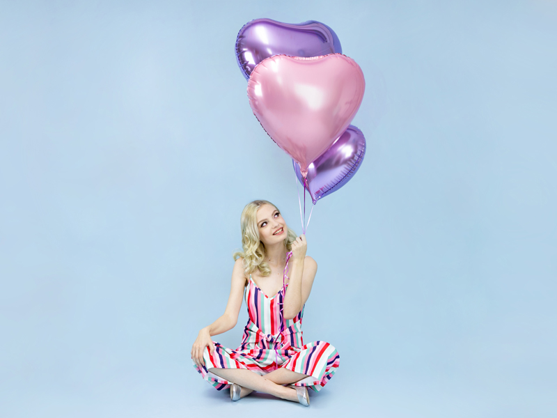 Folienballon Herz Metallic Pink, 61cm