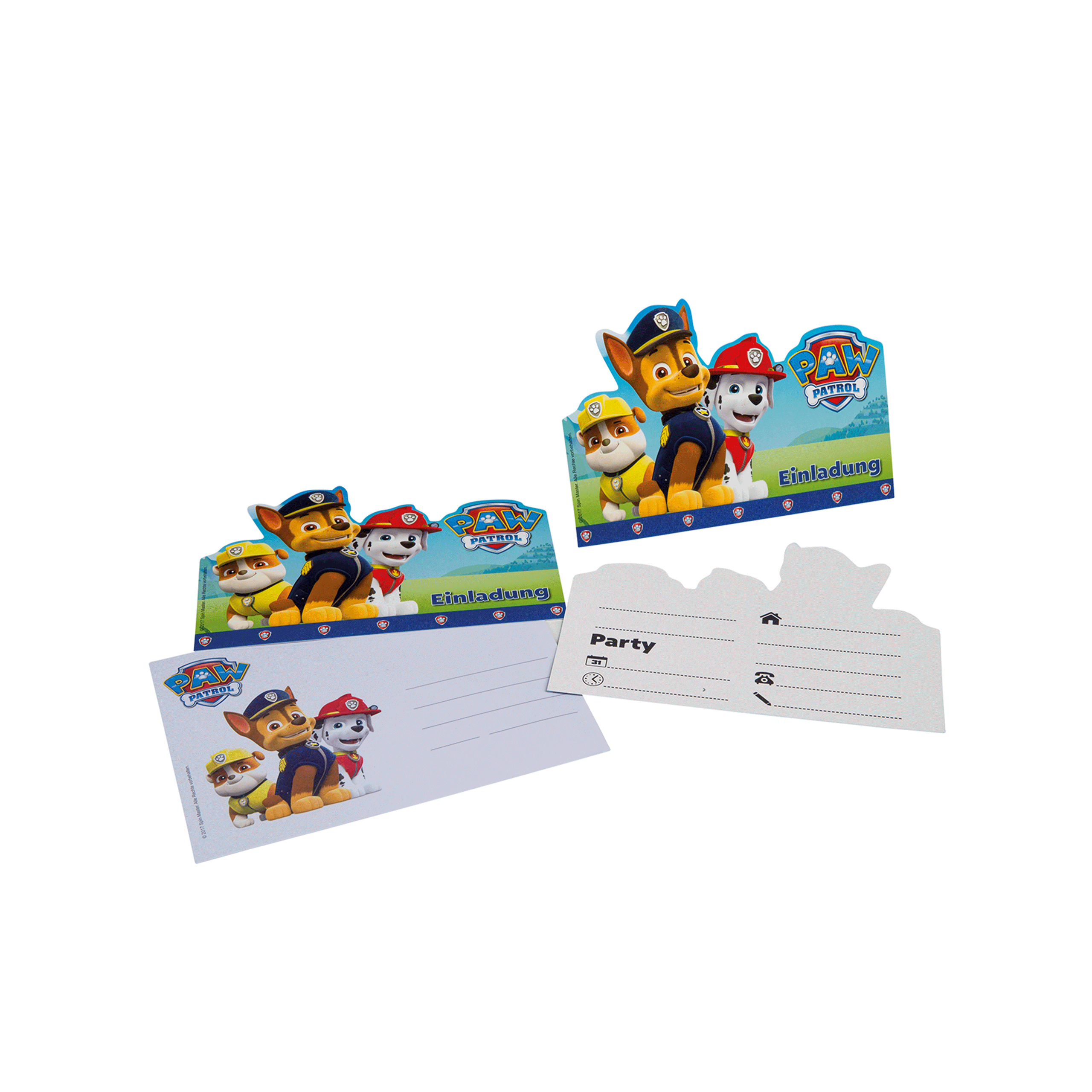 6x Einladungskarten Paw Patrol A6 + Umschläge