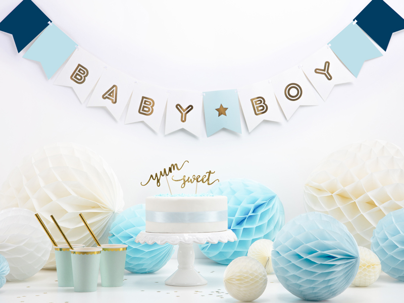 Banner Baby Boy, Blau / Gold, 15 x 175 cm