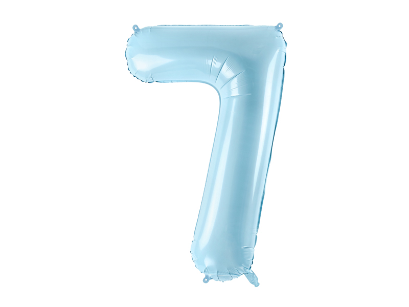 Folienballon Zahl 7, Hellblau 86cm