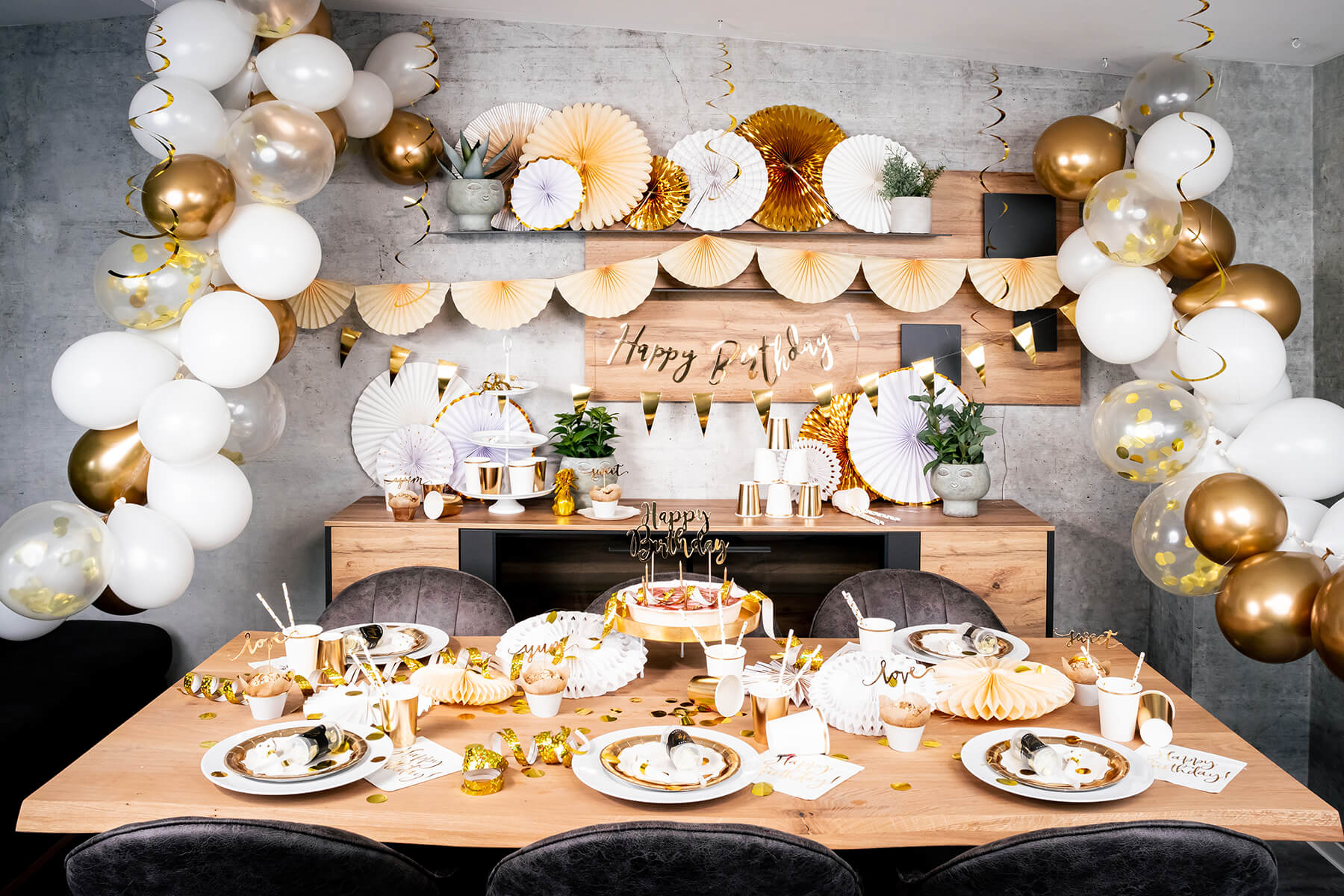 Geburtstag Gold Weiß Partyset
