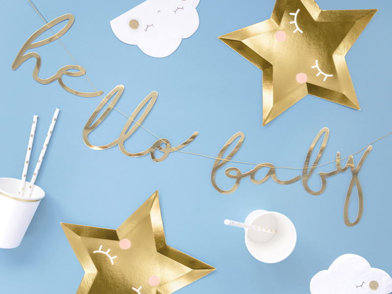 Banner Hello Baby, Gold, 18 x 70cm